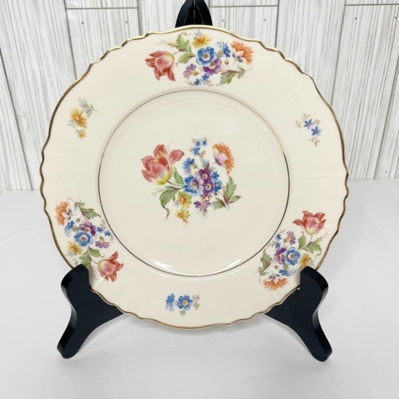 Vintage Other - Aberdeen ABE3 Floral Pattern Dessert Pie Plate‎ Gold Trim 7 1/4”
